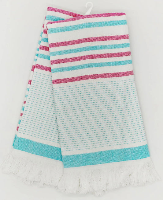 2 Pack Aqua Stripe Yarn-dyed Kitchen Towel, 20" X 28" home decor - Mod Lifestyles