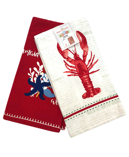 2 Pack Coral Kitchen Towel, 20" X 28" home decor - Mod Lifestyles