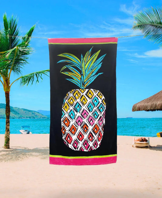 40" x 72" Flashy Pineapple Printed Cotton Velour Beach Towel home decor - Mod Lifestyles