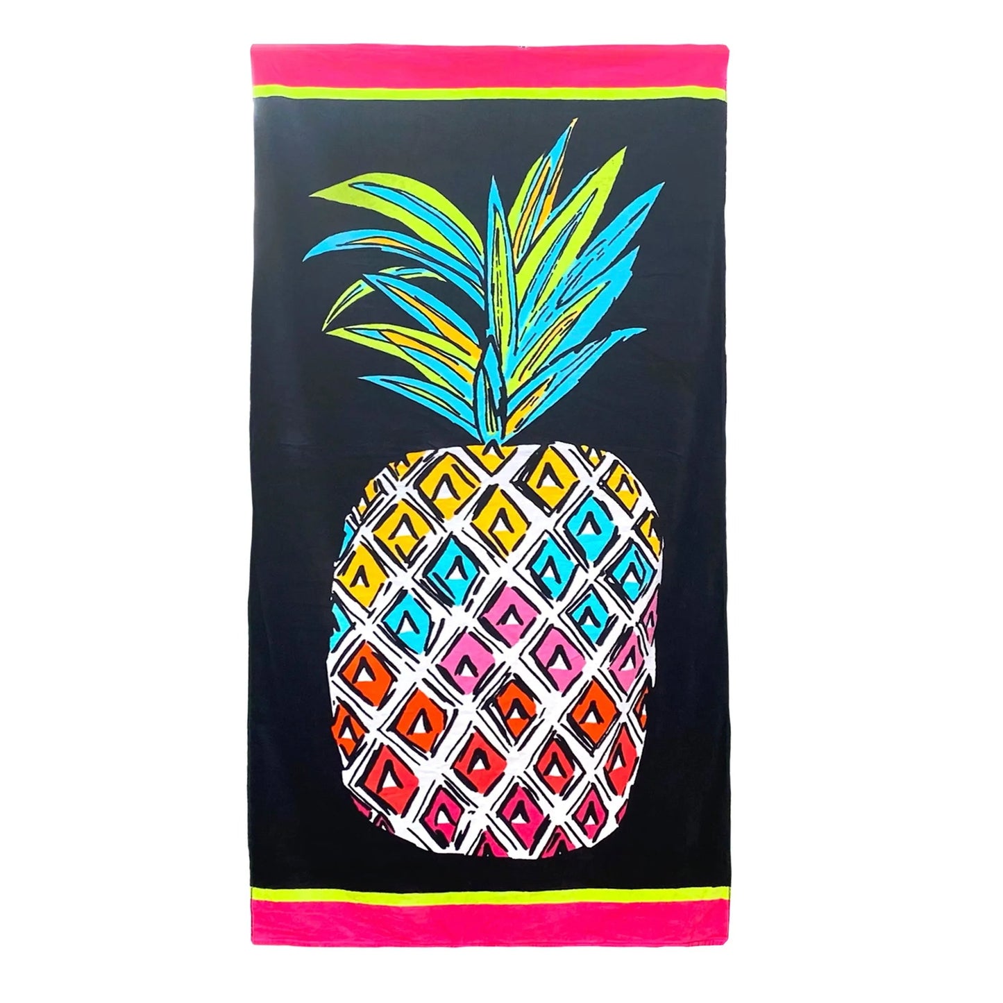 40" x 72" Flashy Pineapple Printed Cotton Velour Beach Towel home decor - Mod Lifestyles