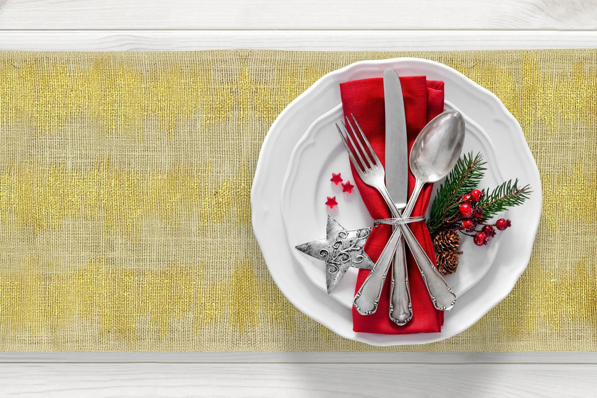 Allover Metallic Print Table Runner, 13" X 72" home decor - Mod Lifestyles