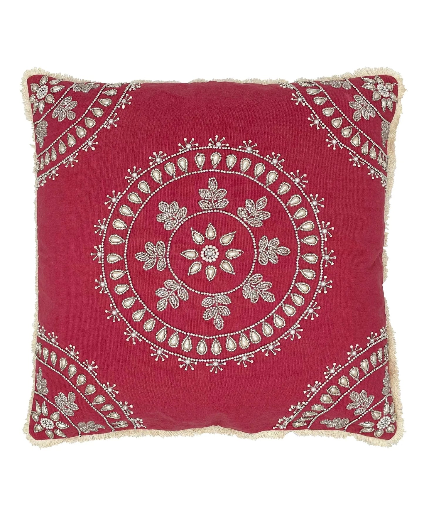 Beaded Medallion Pillow, Mauvewood - 20" x 20" home decor - Mod Lifestyles