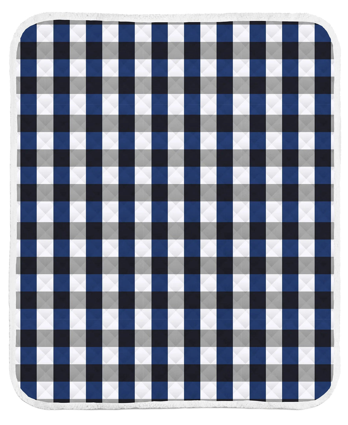 Aspen Blue/Grey Plaid Quilt Throw Blanket, Sherpa Back 50" x 60" home decor - Mod Lifestyles