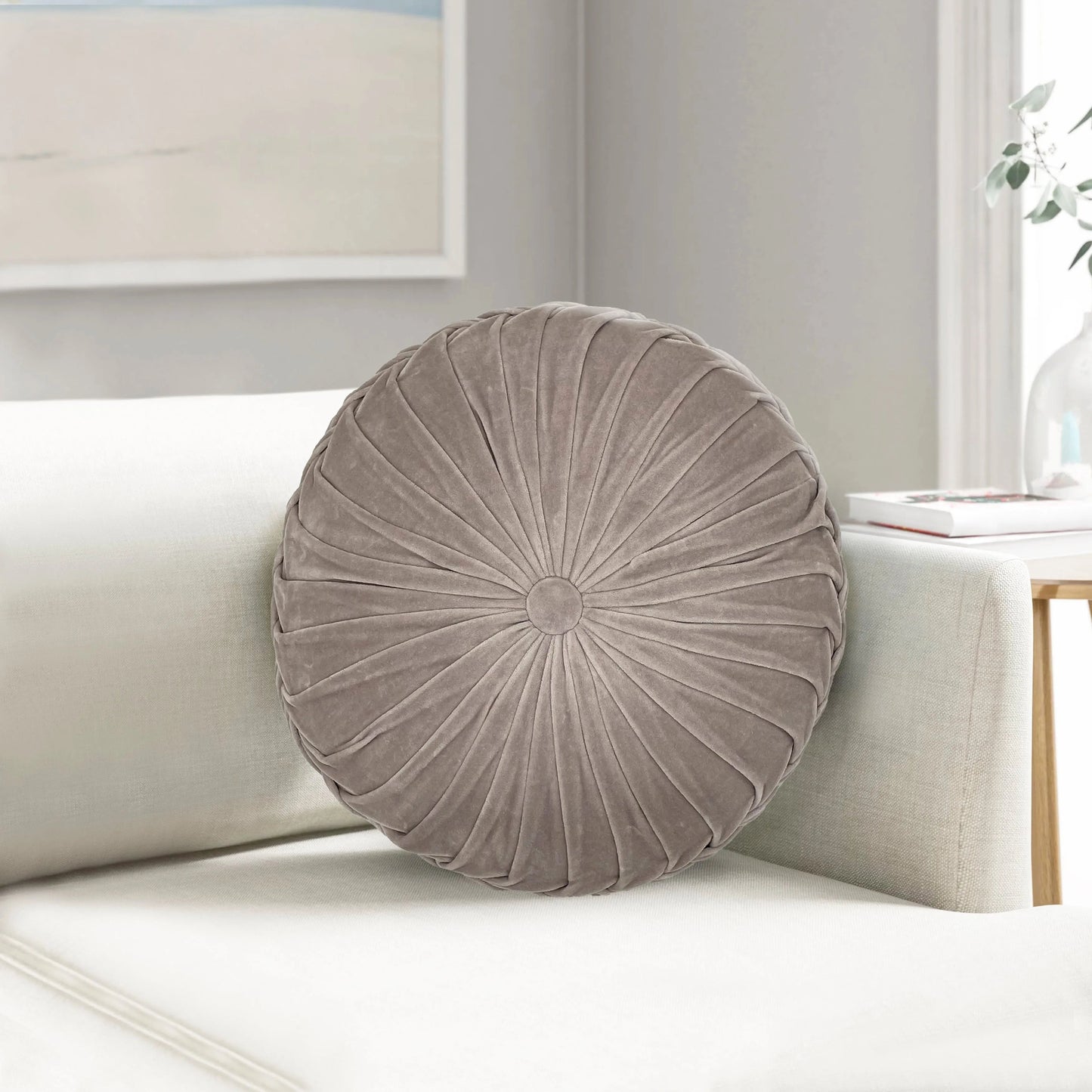 Silver Cloud Round Velvet Pillow