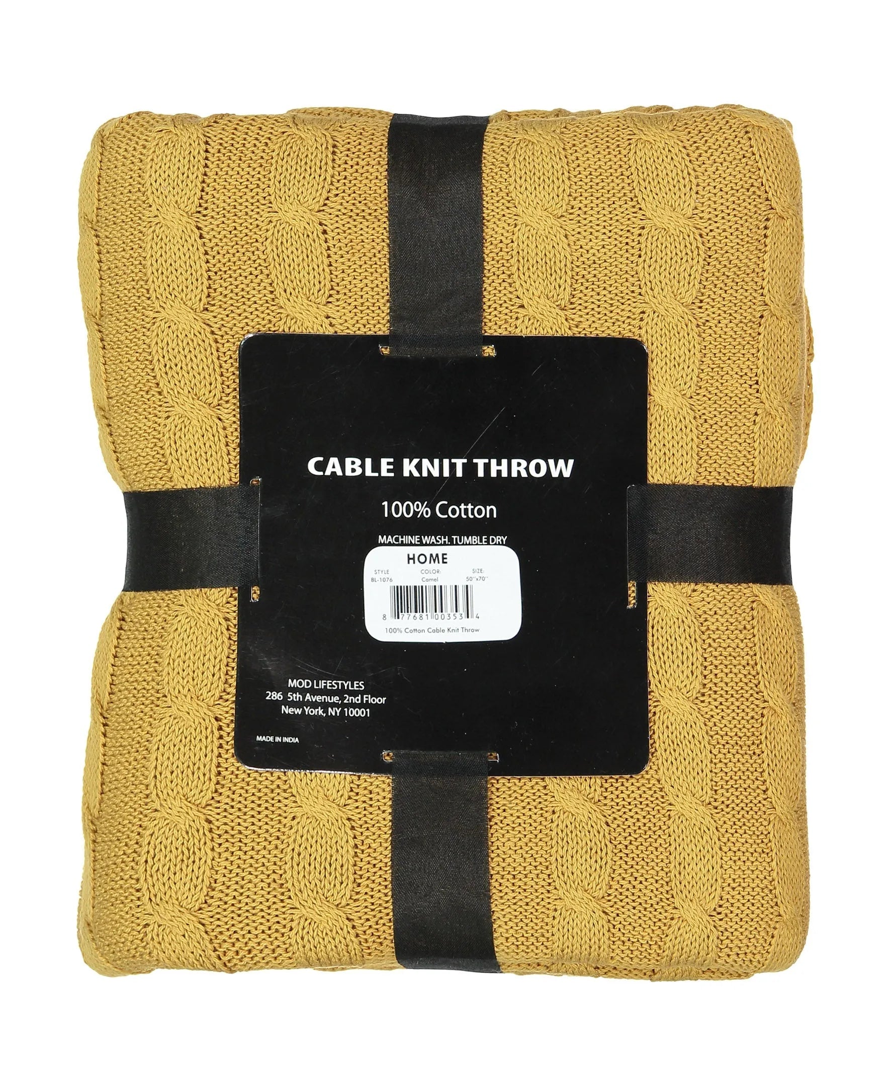 Cotton Cable Knit Throw, 50" X 70" home decor - Mod Lifestyles