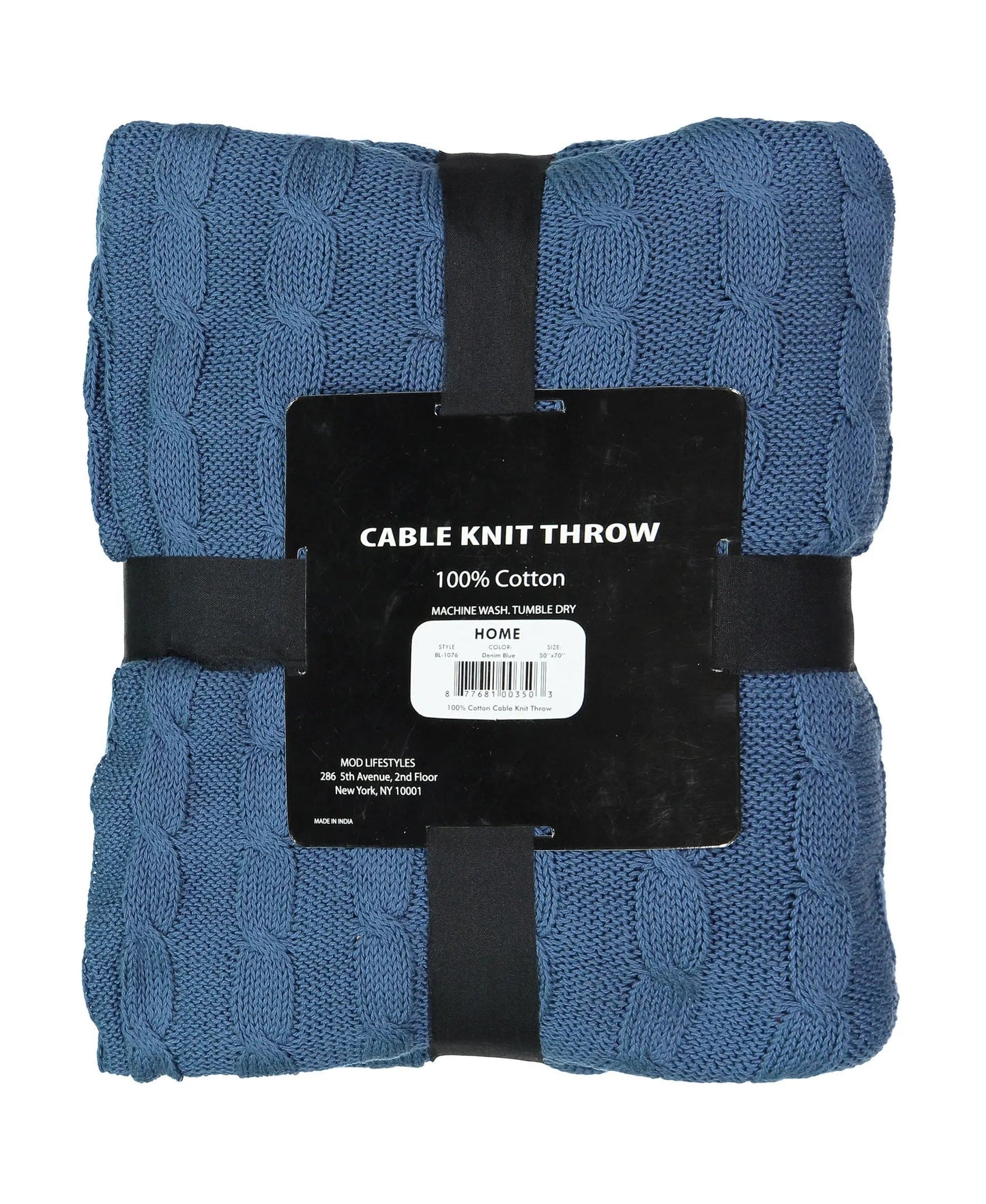 Cotton Cable Knit Throw, 50" X 70" home decor - Mod Lifestyles