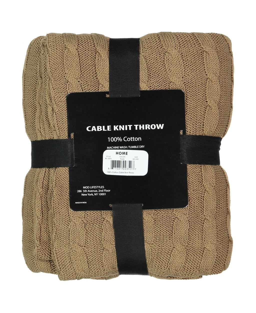 Cotton Cable Knit Throw, 50" X 70" home decor - Mod Lifestyles