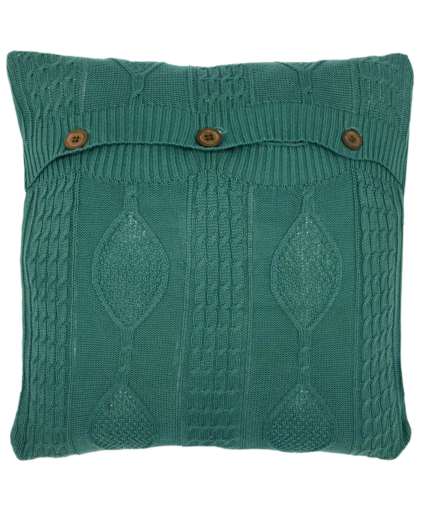 Cotton Diamond Cable Knit Pillow with 3 Button Closure, 18" X 18" home decor - Mod Lifestyles