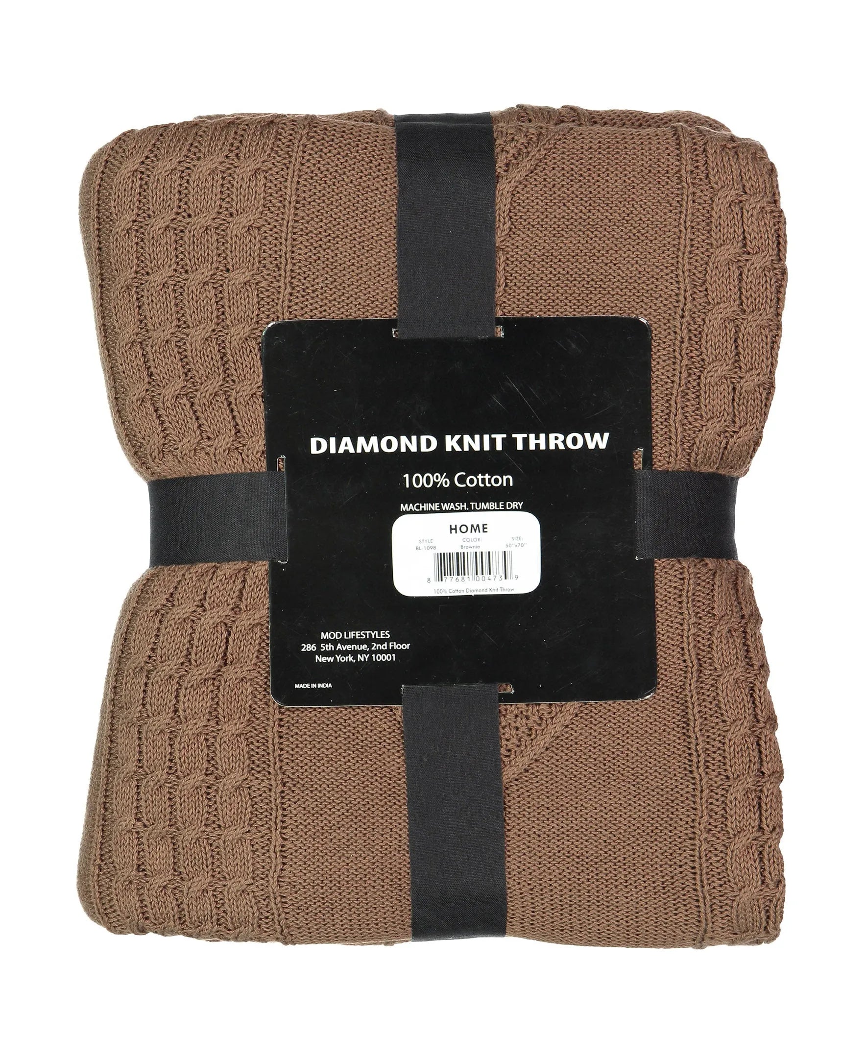 Cotton Diamond Cable Knit Throw, 50" X 70" home decor - Mod Lifestyles