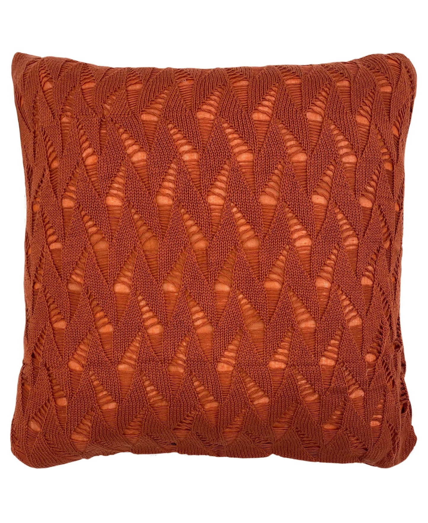 Cotton Fishnet Knit Pillow, 18" X 18" home decor - Mod Lifestyles