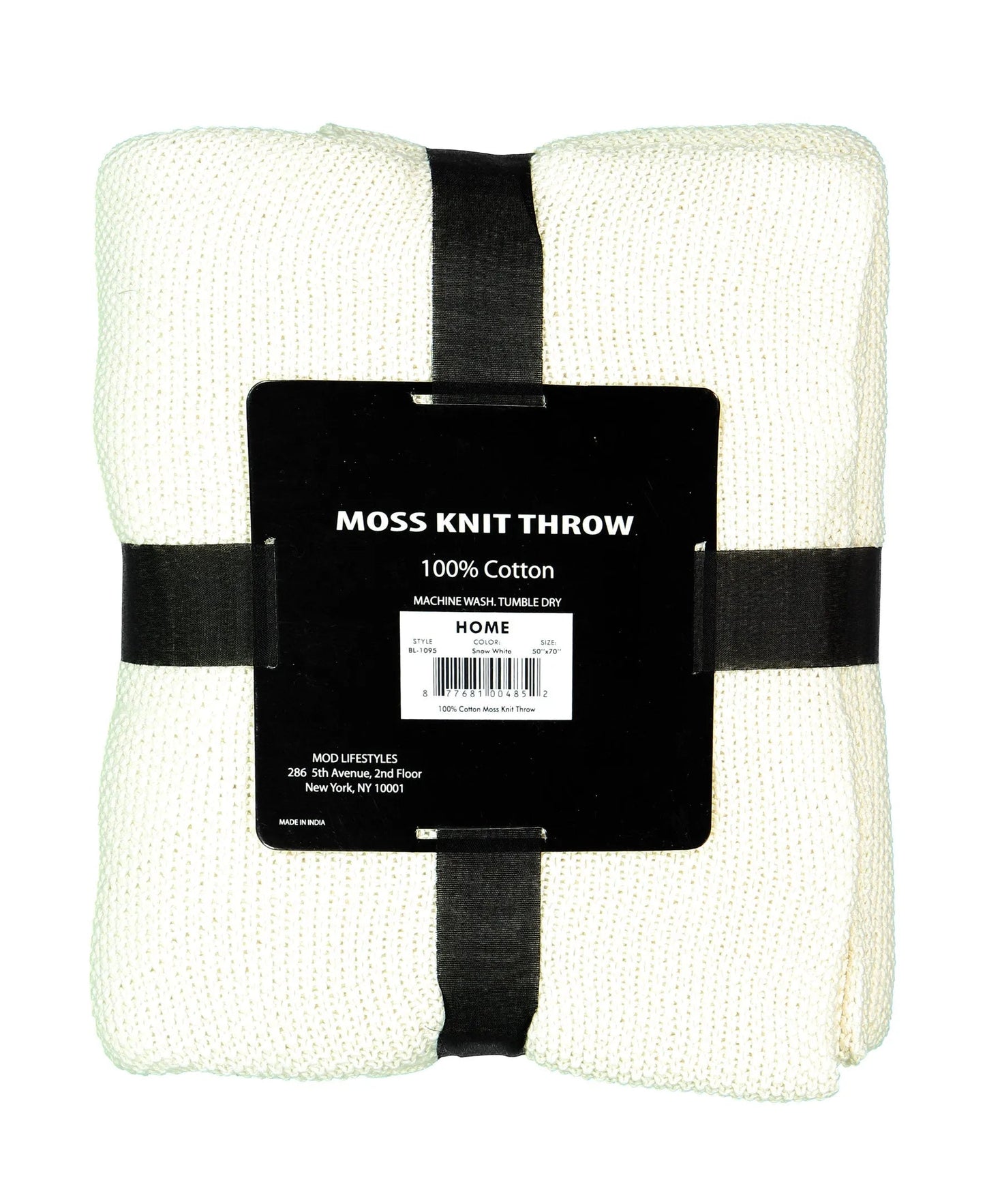 Cotton Moss Knit Throw, 50" X 70" home decor - Mod Lifestyles