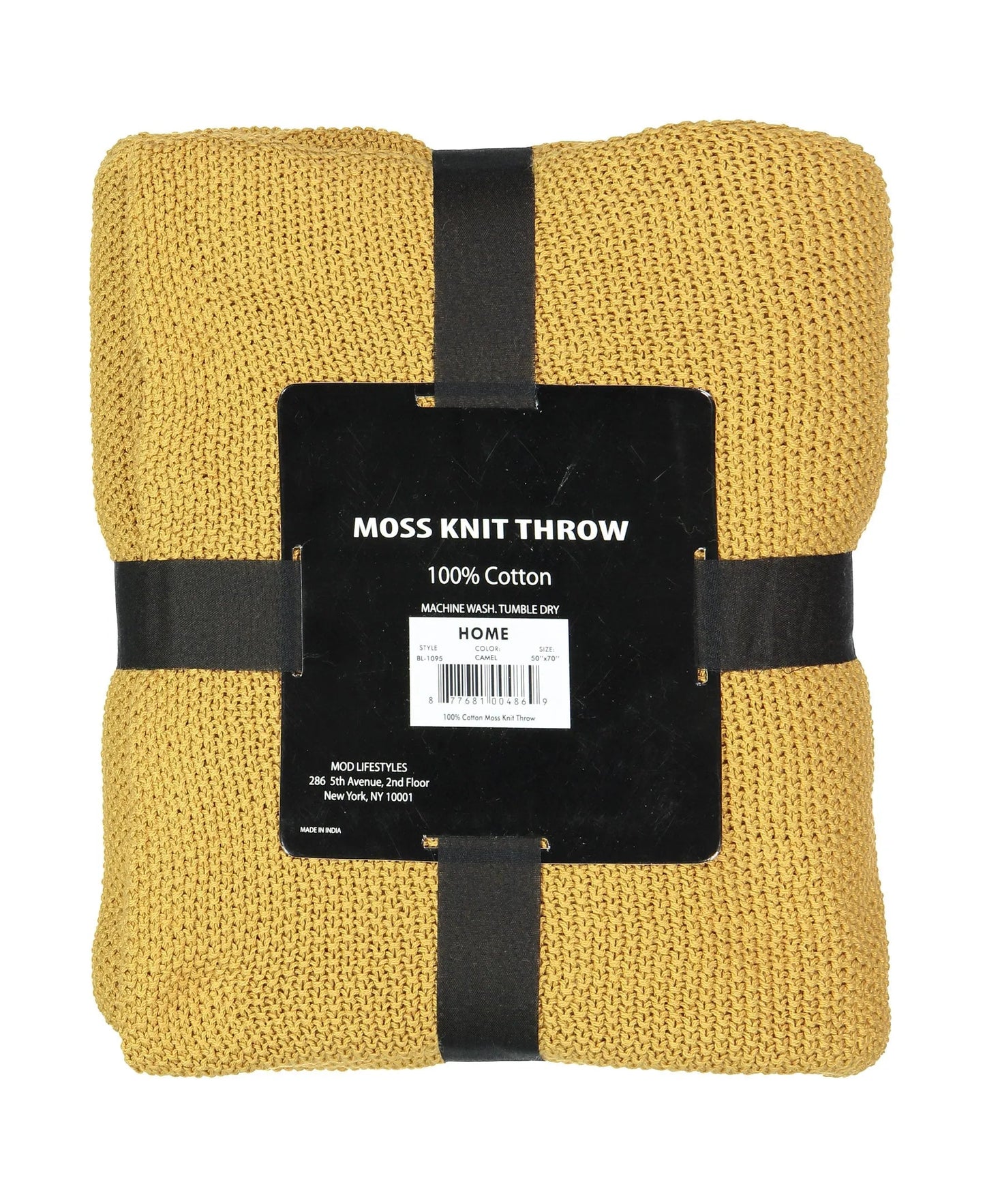 Cotton Moss Knit Throw, 50" X 70" home decor - Mod Lifestyles