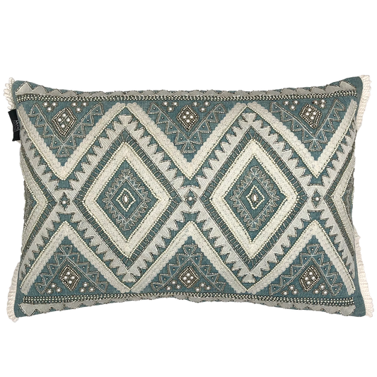 Diamond Beads Embroidery Pillow with Fringe, 14''x20'' home decor - Mod Lifestyles