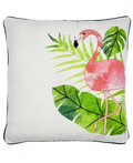 Flamingo Print Embroidery Pipe Edges Pillow, 20" X 20" home decor - Mod Lifestyles