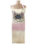 Free-size Nat/Peacock  Tie-back Adjustable Apron, Daisy Crab Print