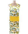 Free-size Yellow  Tie-back Adjustable Apron, Lemons Print