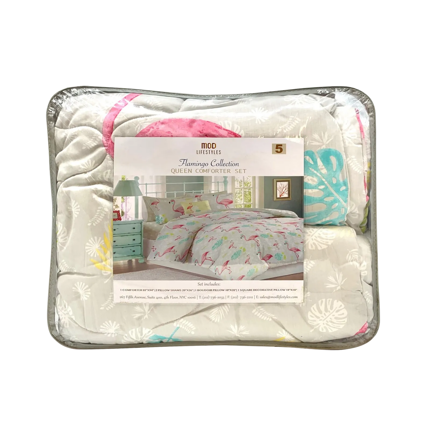 Flamingo Queen Comforter Set, 88" X 94" home decor - Mod Lifestyles