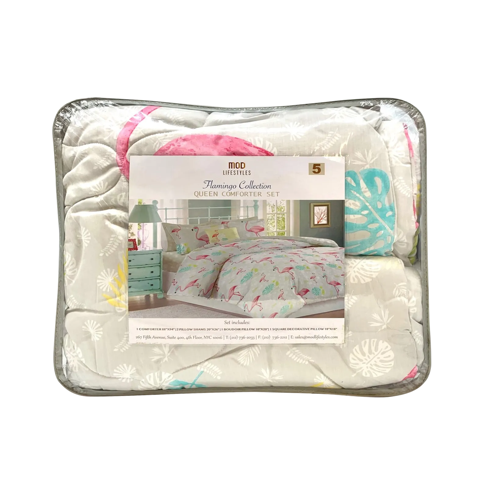 Flamingo Queen Comforter Set, 88" X 94" home decor - Mod Lifestyles