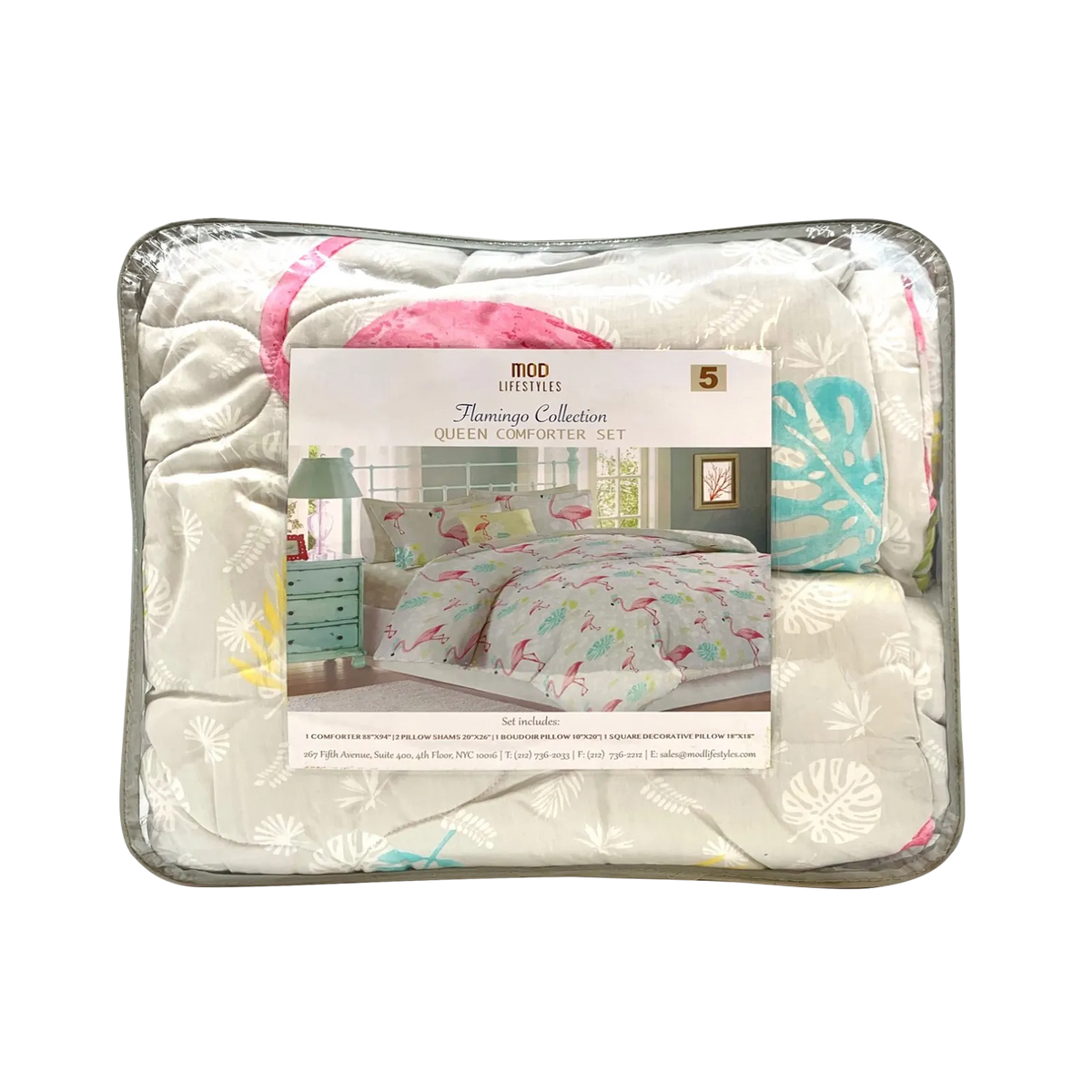 Flamingo Queen Comforter Set, 88" X 94" home decor - Mod Lifestyles