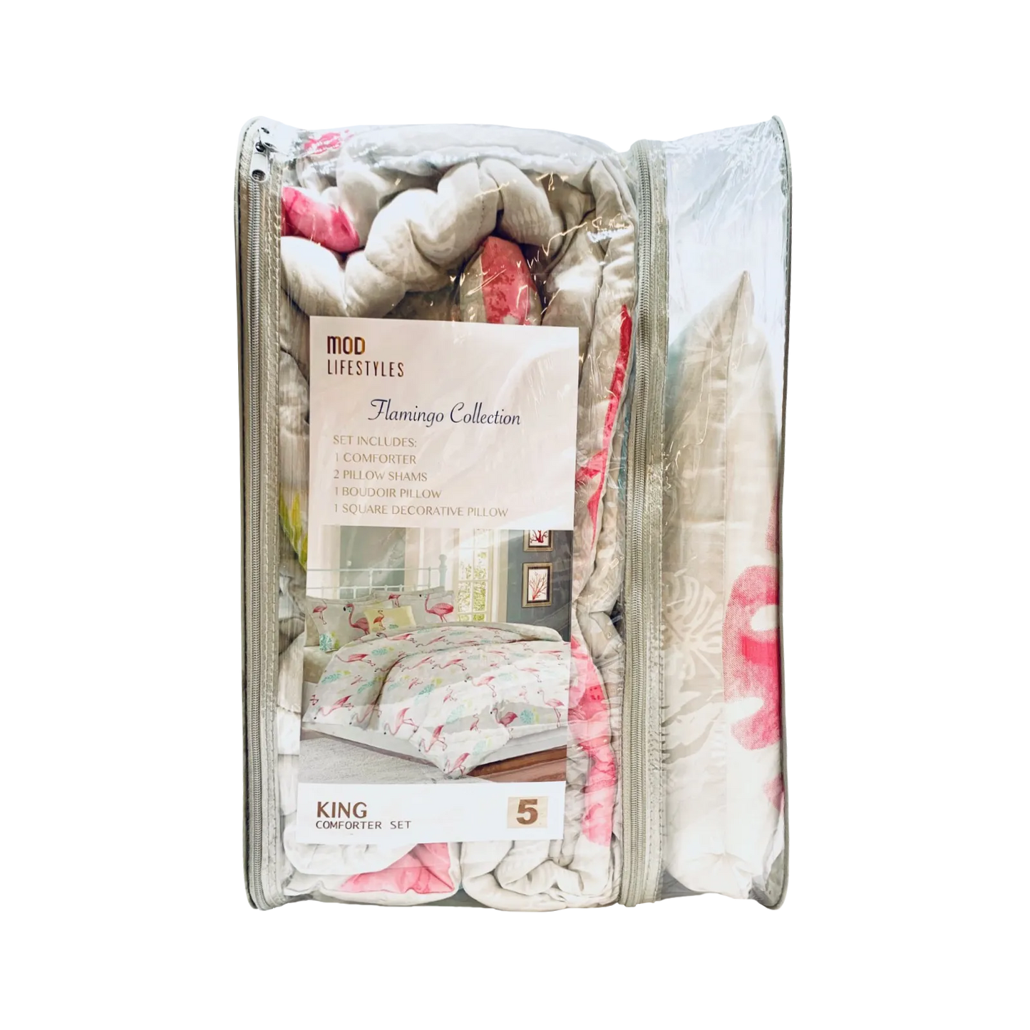 Flamingo Queen Comforter Set, 88" X 94" home decor - Mod Lifestyles