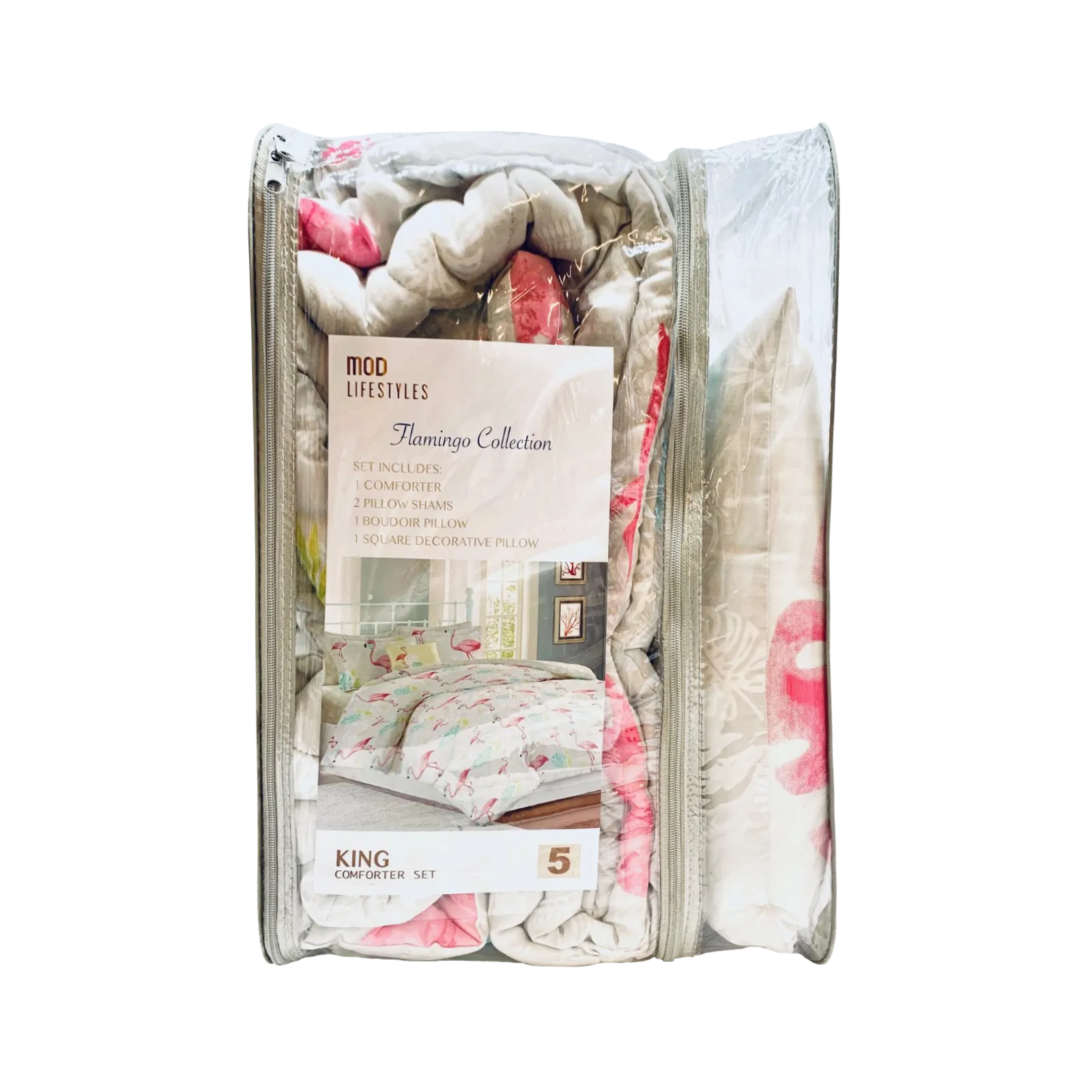 Flamingo Queen Comforter Set, 88" X 94" home decor - Mod Lifestyles