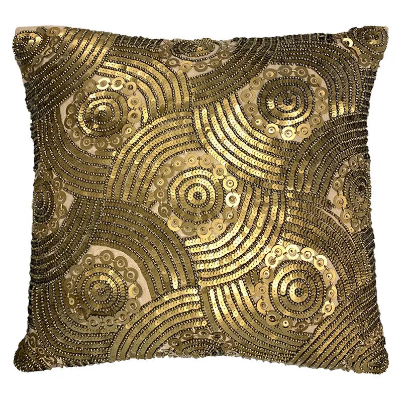 Geometric Sequin Embroidery Decorative Pillow, 20" X 20" home decor - Mod Lifestyles