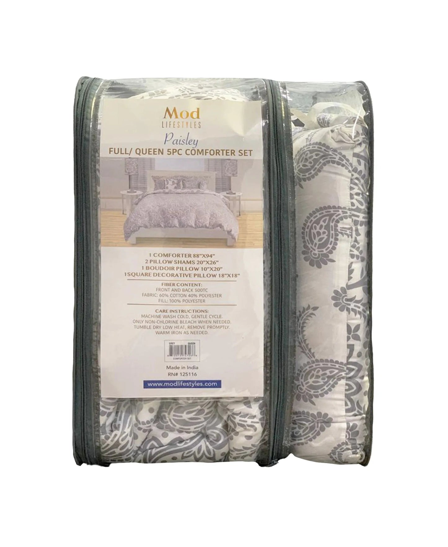 King Paisley 5-PC Comforter Set, 106" X 94" Mod Lifestyles