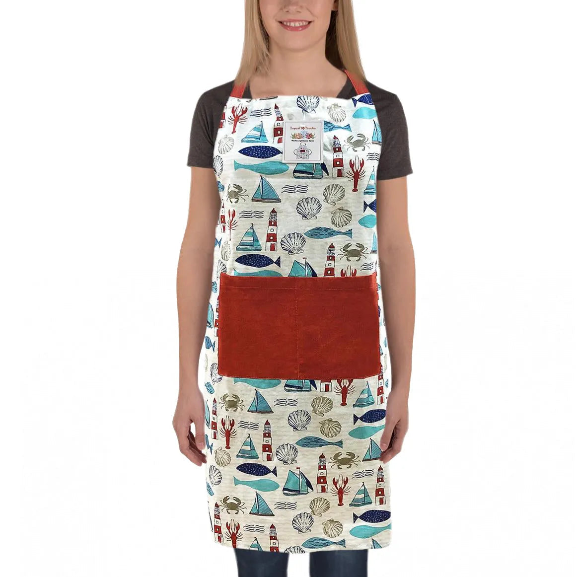 Marine Lighthouse Print Apron, Free Size home decor - Mod Lifestyles