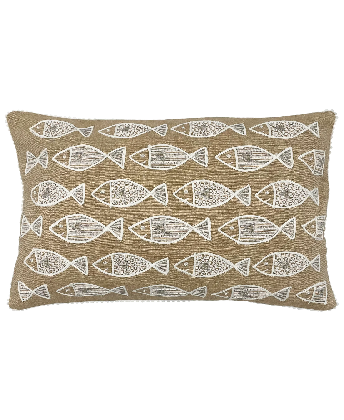 School of Fishes Print and Embroidery Pillow, 14" X 20" home decor - Mod Lifestyles