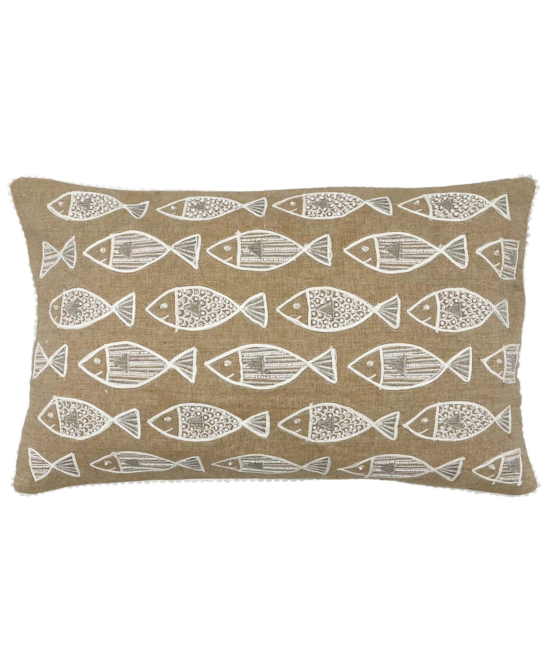 School of Fishes Print and Embroidery Pillow, 14" X 20" home decor - Mod Lifestyles