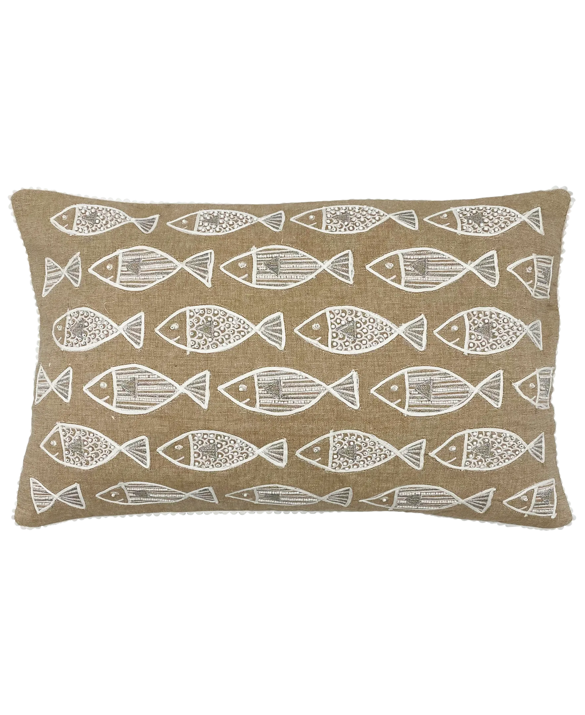 School of Fishes Print and Embroidery Pillow, 14" X 20" home decor - Mod Lifestyles