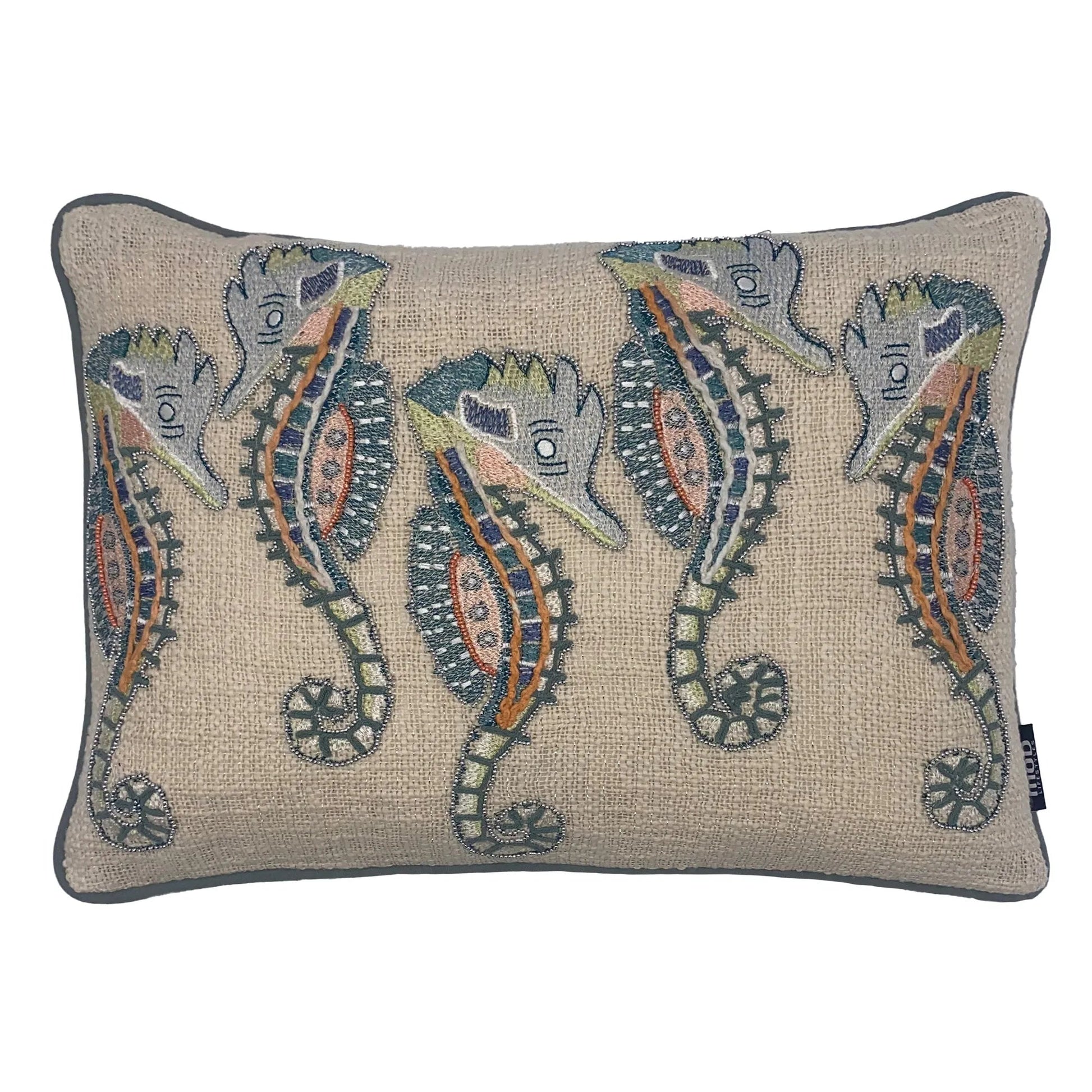 Seahorses Embroidery Pillow, 14''x20'' home decor - Mod Lifestyles