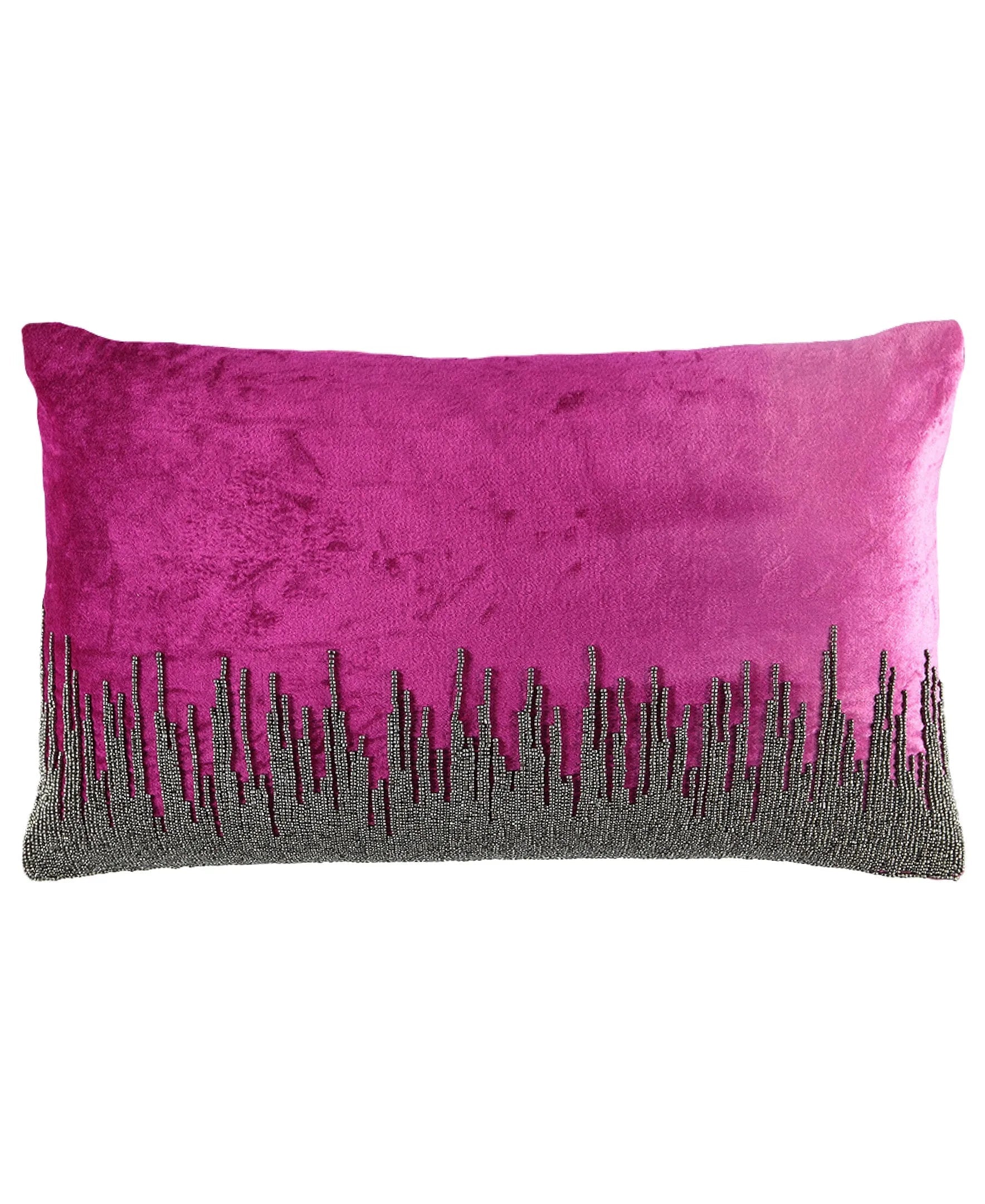 Skyline Beaded Ombre Velvet Decorative Lumbar Pillow, 13" X 20" home decor - Mod Lifestyles