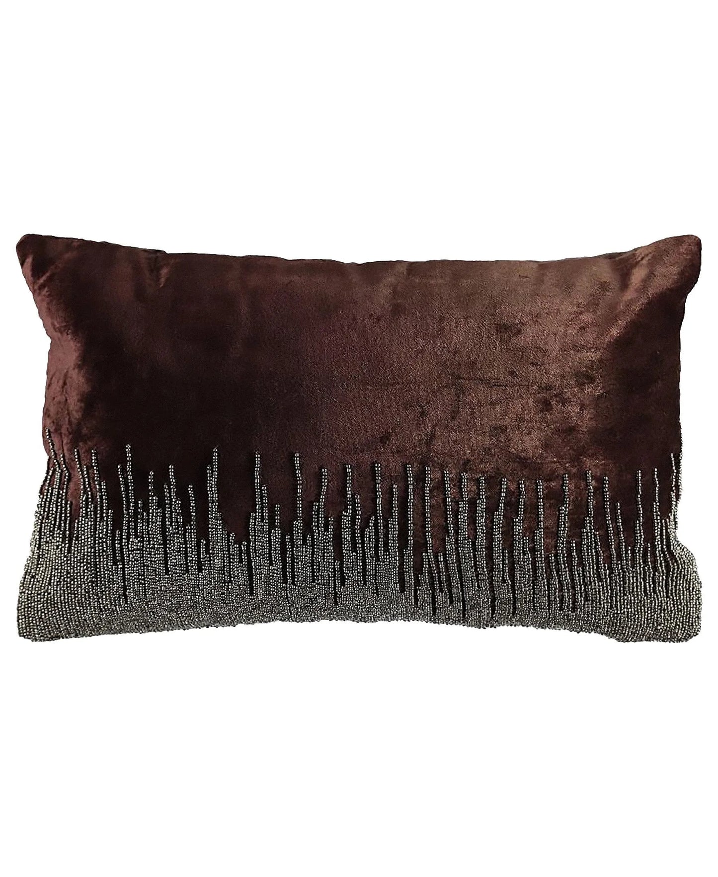 Skyline Beaded Ombre Velvet Decorative Lumbar Pillow, 13" X 20" home decor - Mod Lifestyles