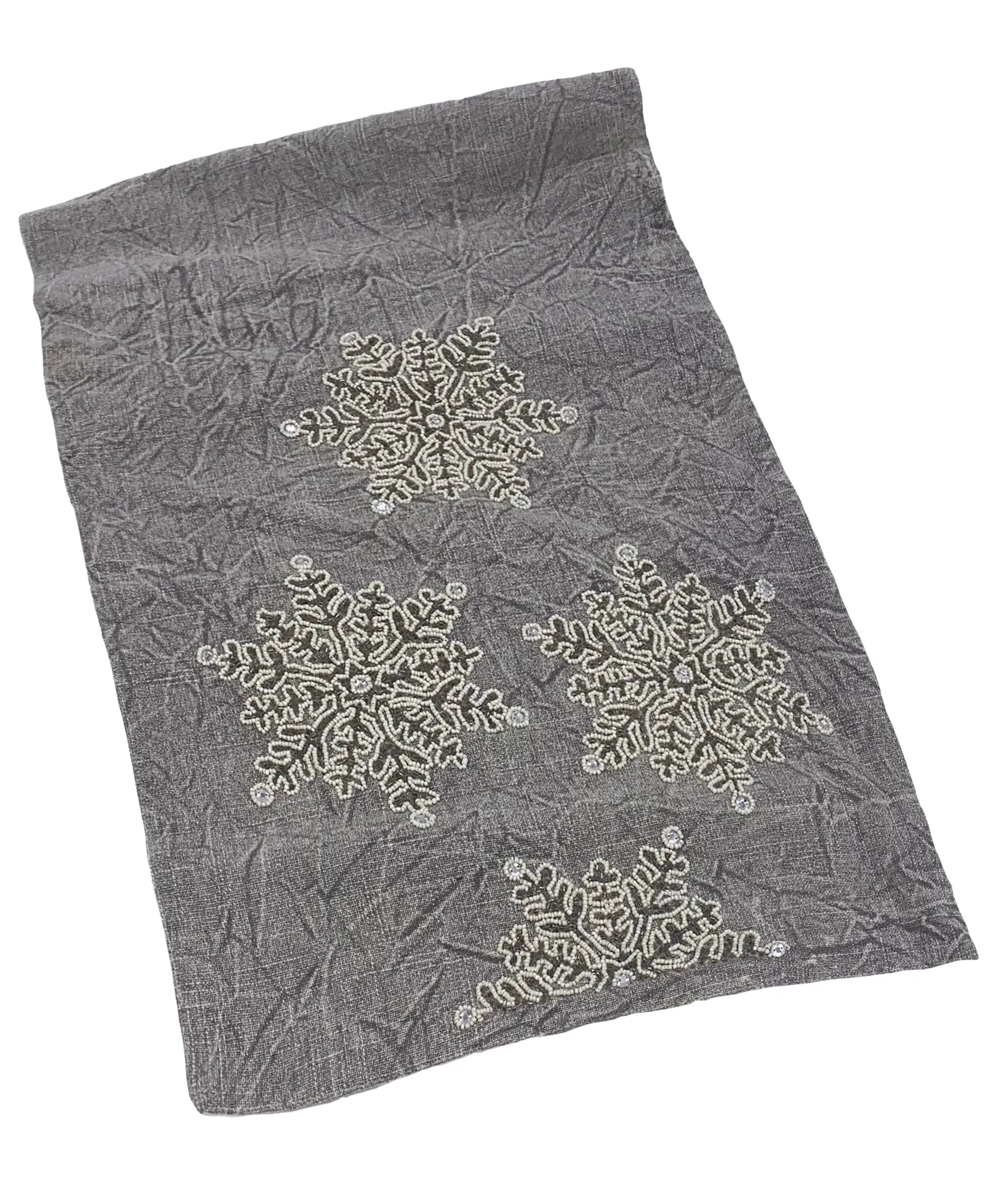 White Snowflake Distressed Table Runner, 16" X 72" home decor - Mod Lifestyles